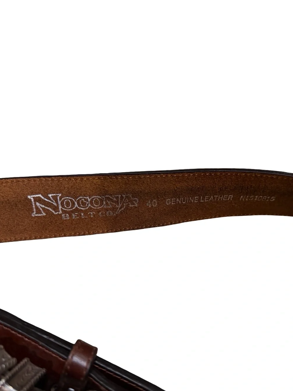Men's Brown Leather Western Belt with Ornate Two-Tone Buckle